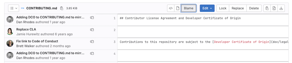 View blame information directly in the file page