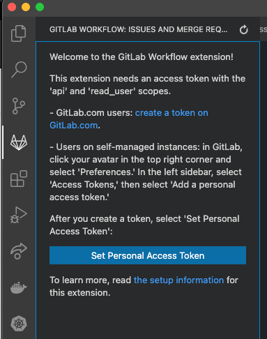Welcome view for GitLab Workflow in VS Code