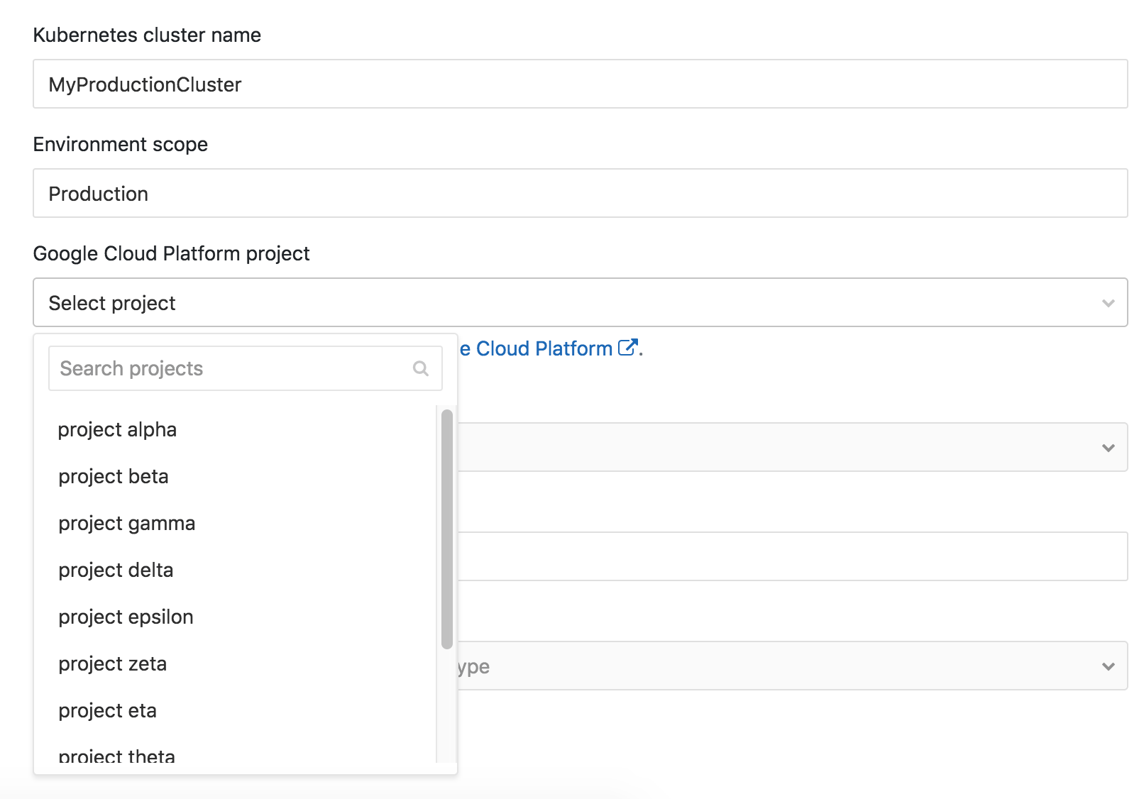 Fetch cluster parameters from GKE