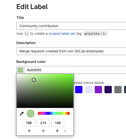 Pick custom colors for labels