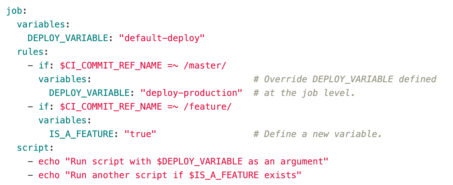 Support variables for pipeline rules